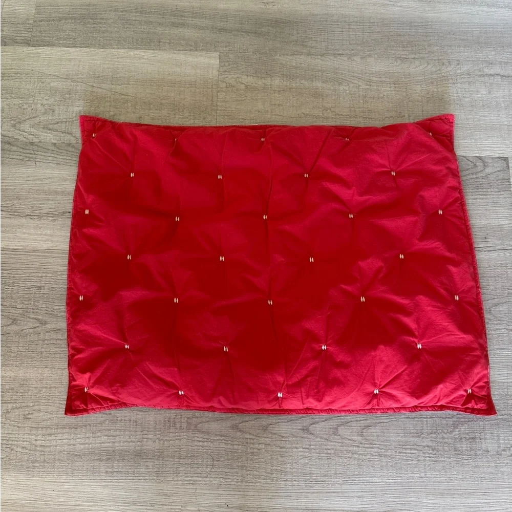 West Elm Red and White pickstich quilted Pillow sham